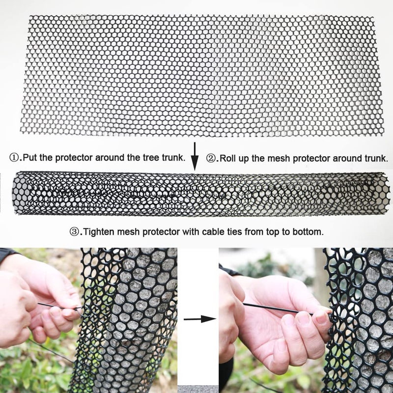 Yowlieu Mesh Tree Trunk Protectors, 6 Pack 40 Inches Tree Bark Protector Guard with Zip Ties Protect Tree from Deer Mowers Trimmers Rodents - Image 3